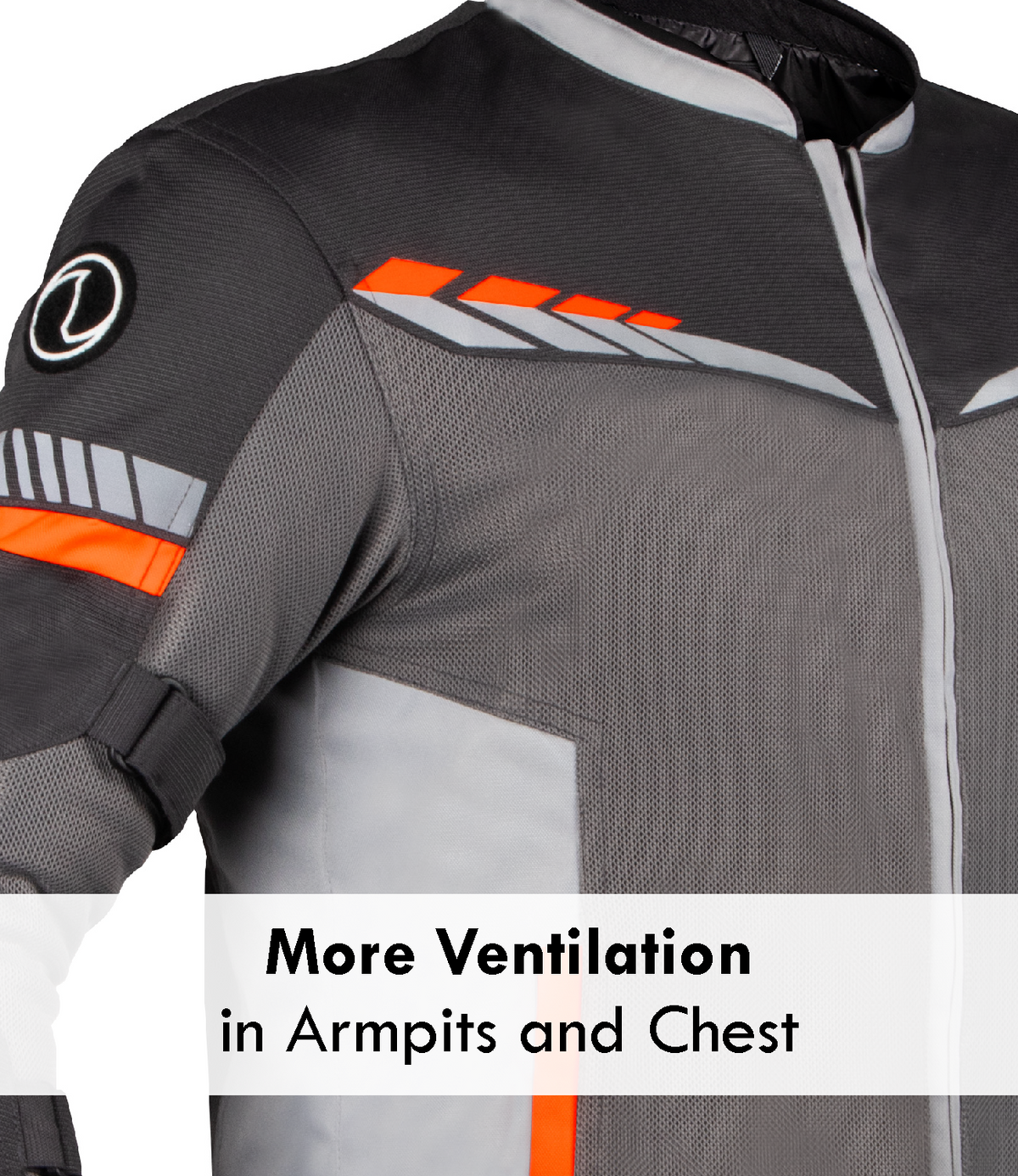 Rynox Air GT 4 Mesh Jacket in Grey Hi Viz Orange Color - CE Level 2 Certified Class A Sporty Riding Jacket for Commutes and Adventures, Best Riding Jacket under 8k, Best Mesh Jacket in india safe for indian roads and best for road trips, Rynox Riding Jacket for men for Indian Bikes and all motorcyles in India
