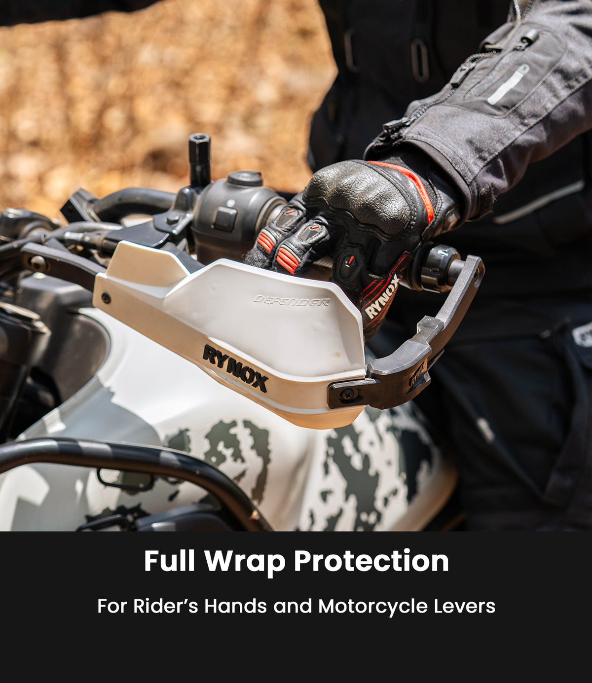 Rynox Defender Pro Handguard - Full Wrap Motorcycle Knuckle guard with Modular Sliders, Best hand guard for bikes in India, Best knuckle guards for Indian Bikes, Best Bike Accessories in India for hand protection made for urban riding, long touring and road trips