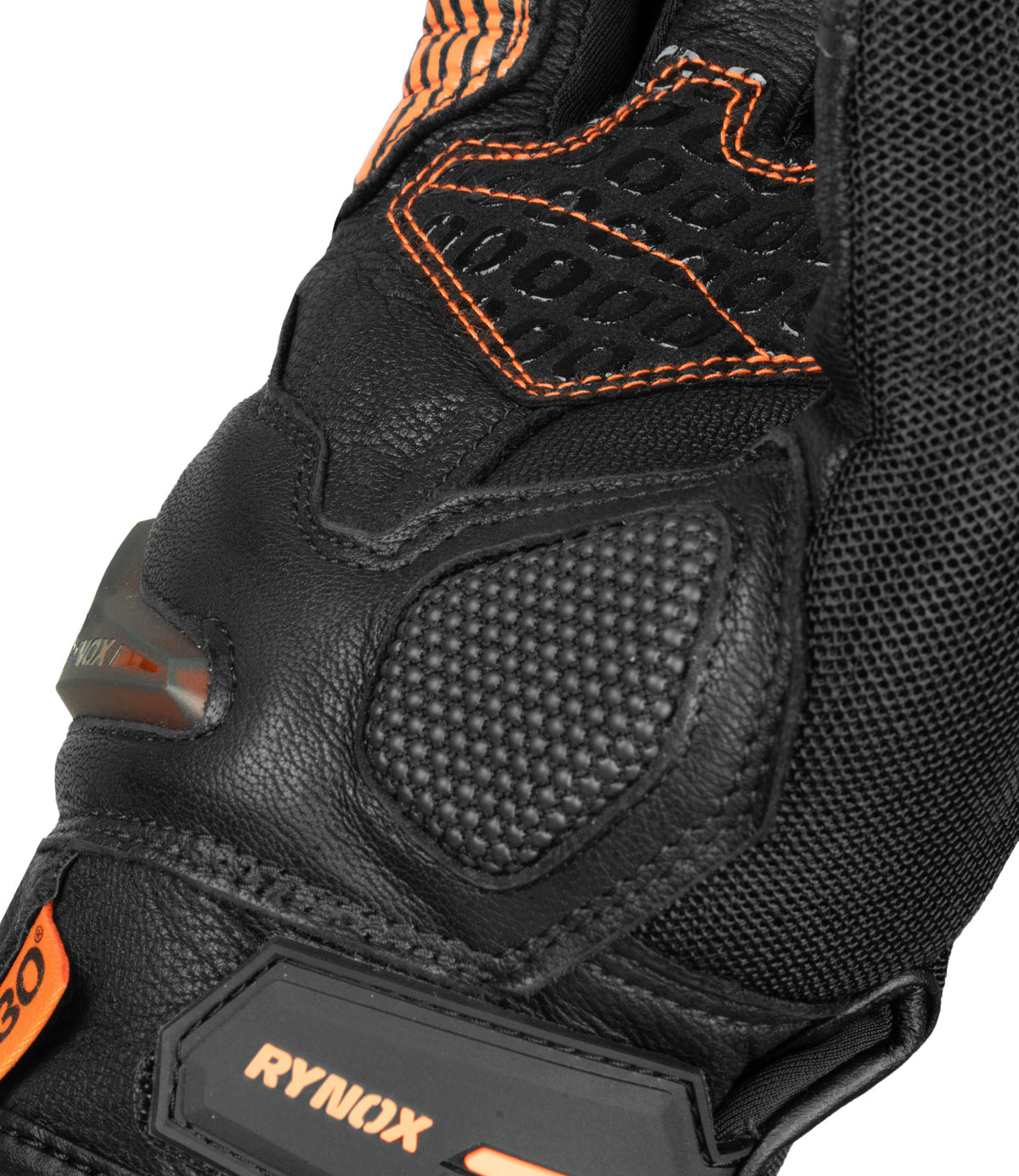 Rynox Tornado Pro 4 Riding Gloves - Black Orange Color, Best riding gloves in India are made of Leather, D3O Protection & Touchscreen Friendly. Best Bike Gloves for road trips, long touring and specially made for indian bikes