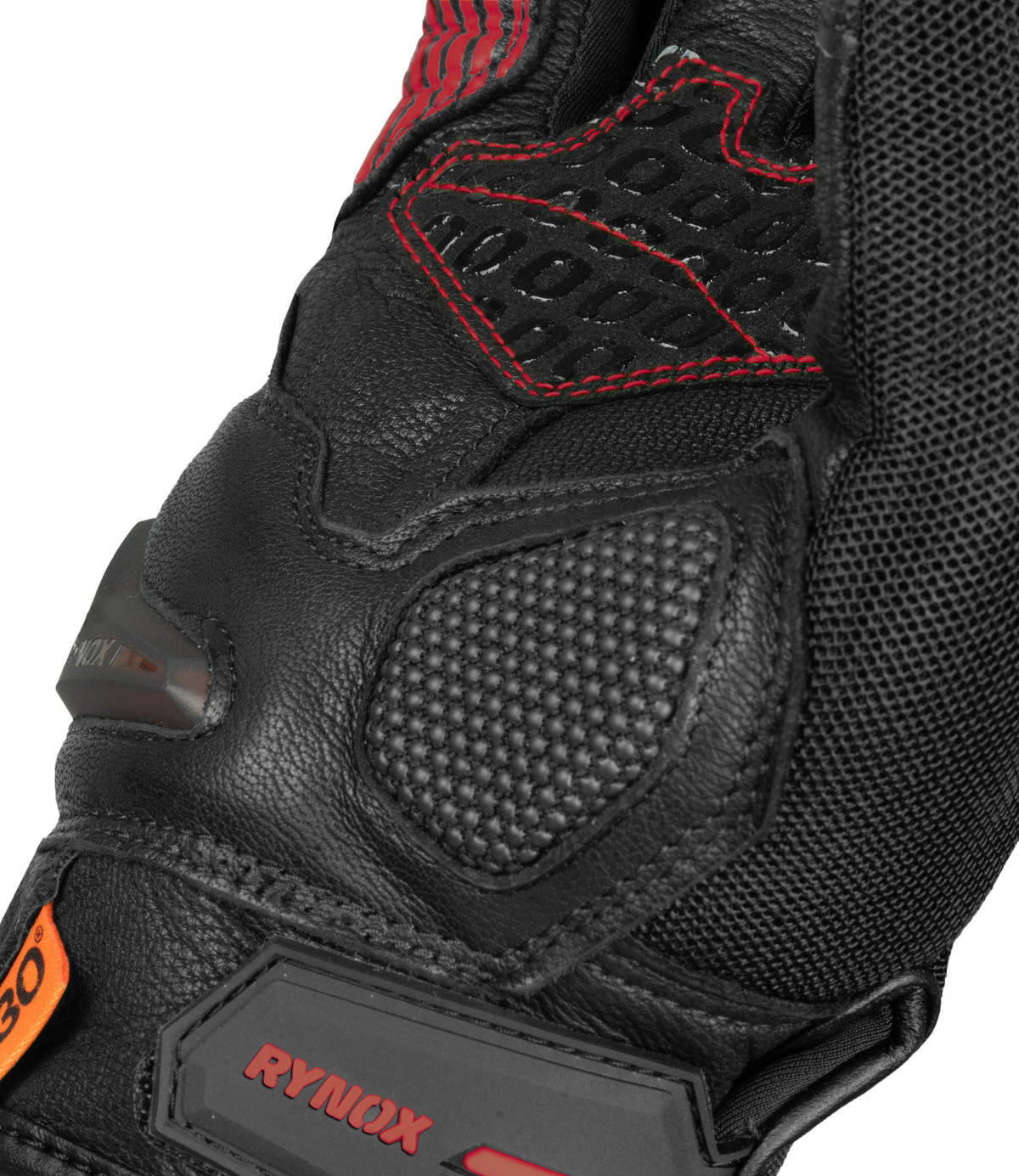 Rynox Tornado Pro 4 Riding Gloves - Black Red Color, Best riding gloves in India are made of Leather, D3O Protection & Touchscreen Friendly. Best Bike Gloves for road trips, long touring and specially made for indian bikes