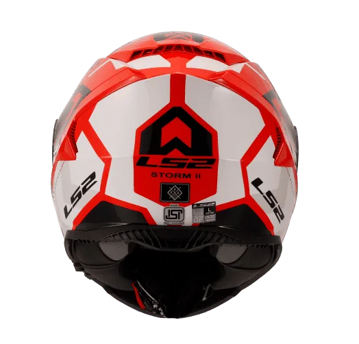 LS2 Storm 2 Kronos Full Face Helmet, Best Affordable Race Helmet in India, Clear Visor Stylish Graphics Helmet safe for indian roads, Top LS2 Helmet in Red White Color for Indian Motorcycle Bikes like Royal Enfield, KTM, Yezdi, Pulsar, Triumph,