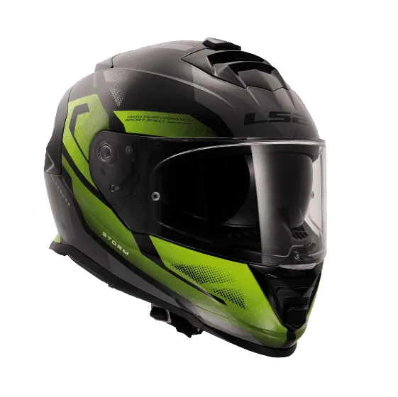 LS2 Storm 2 Kronos Full Face Helmet, Best Affordable Race Helmet in India, Clear Visor Stylish Graphics Helmet safe for indian roads, Top LS2 Helmet in Yellow Grey Color for Indian Motorcycle Bikes like Royal Enfield, KTM, Yezdi, Pulsar, Triumph,