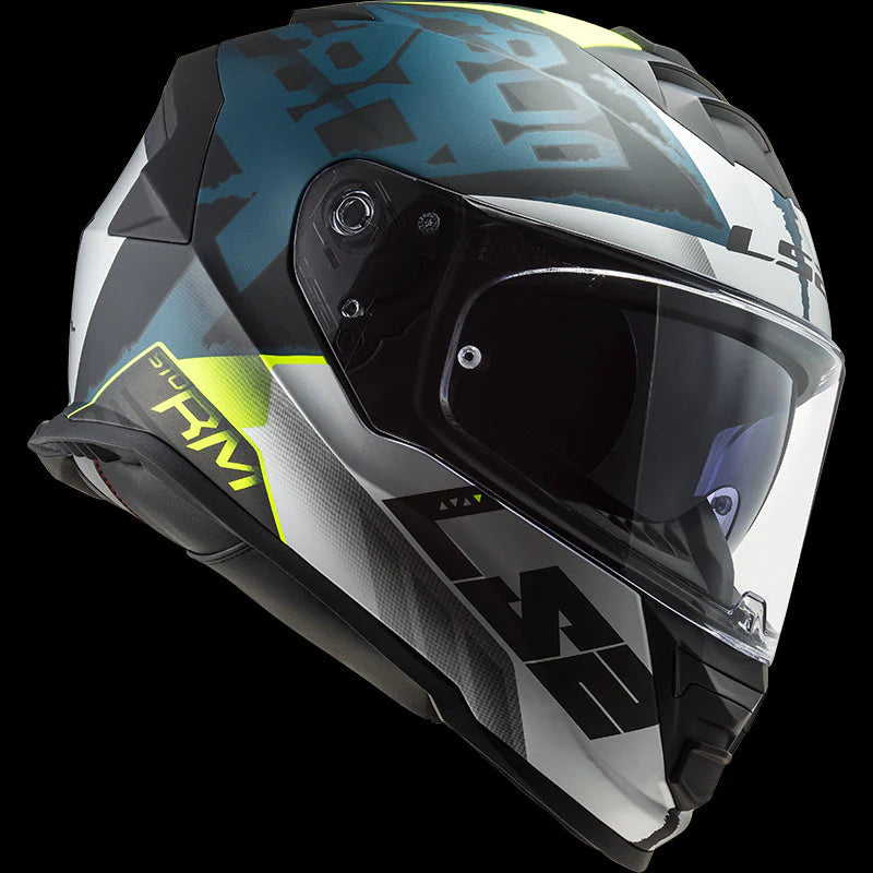 LS2 Storm 2 Sprinter Full Face Helmet, Best Affordable Race Helmet in India, Clear Visor Stylish Graphics Helmet safe for indian roads, Top LS2 Helmet in Matt Silver cobalt Color for Indian Motorcycle Bikes like Royal Enfield, KTM, Yezdi, Pulsar, Triumph,