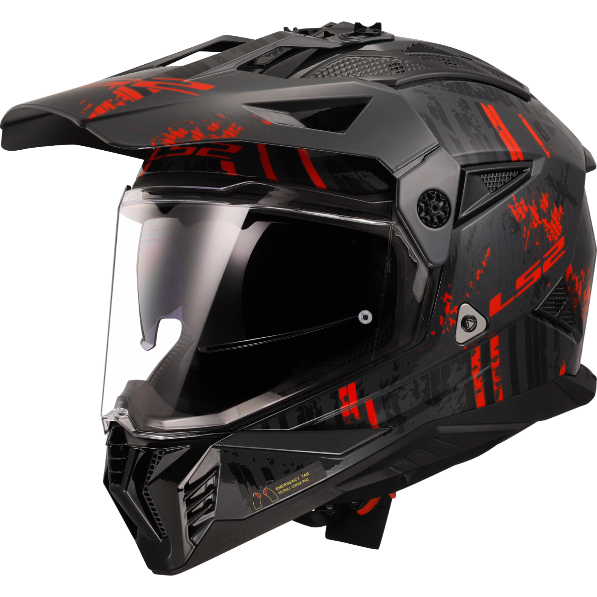 LS2 MX436 Pioneer II Crazy Dual Sports Helmet in Black Red Color, Best Helmets in India for Bike Riders, Best Helmet for Road Trips, Long Touring, Adventure tours