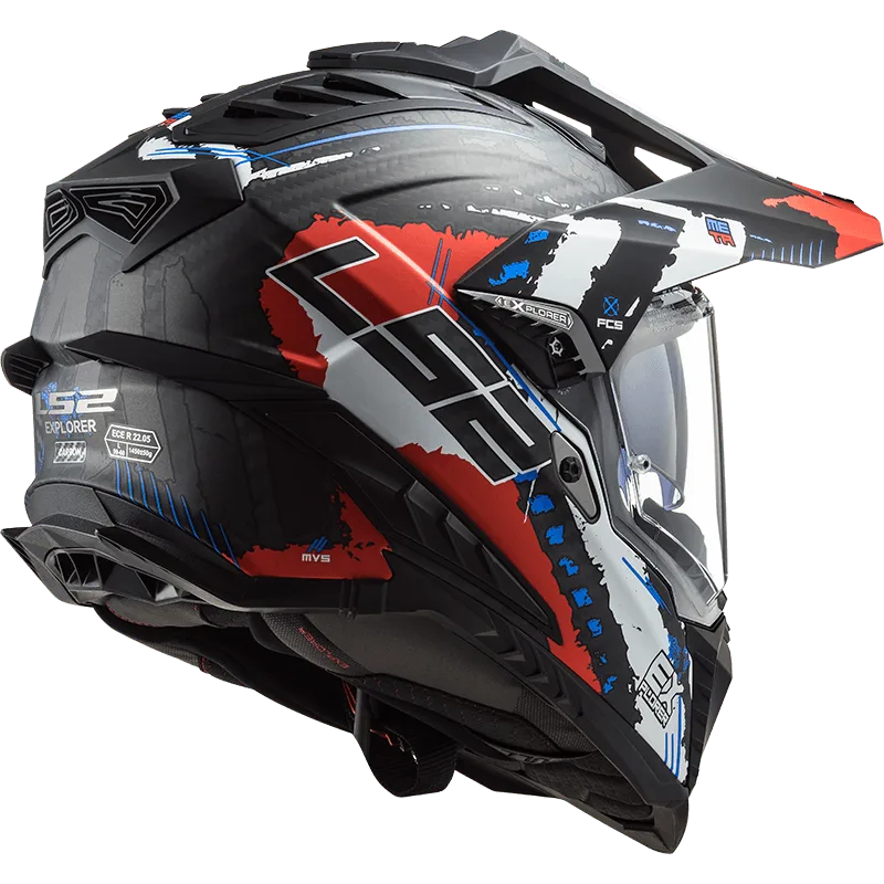 Ls2 Mx701 Explorer Carbon Extend Matt Red Dual Sports Helmet, best black red helmet in india, best helmet for royal enfield, triumph, jawa, motorcycle bikes in india