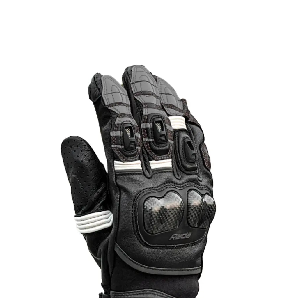 Raida Aeroprix Carbon Edition Full Gauntlet Riding Gloves in Black Grey, Carbon Fiber Protection, Safest Bike Gloves in India, Best Riding Gloves for Bike riders in india
