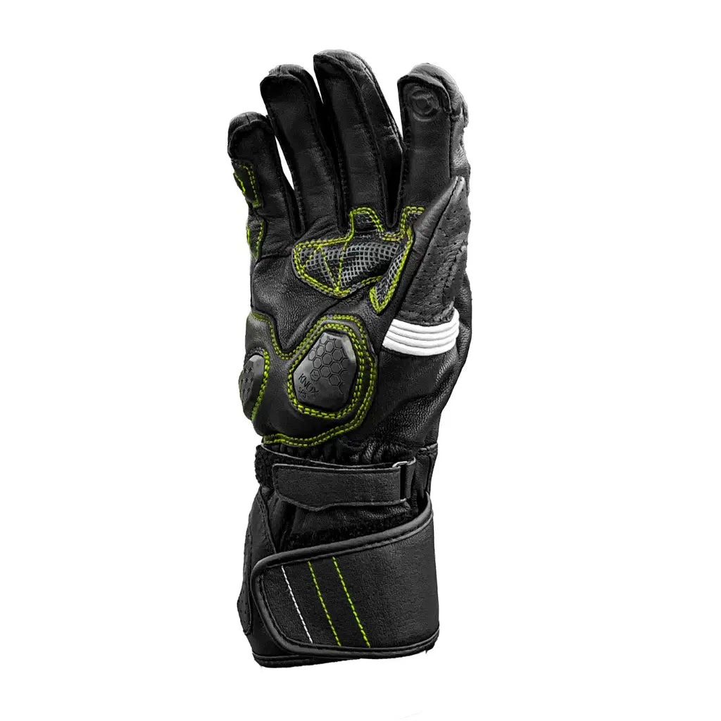 Raida Aeroprix Carbon Edition Full Gauntlet Riding Gloves in Black Yellow, Carbon Fiber Protection, Safest Bike Gloves in India, Best Riding Gloves for Bike riders in india