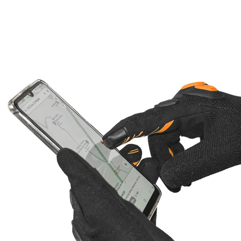 Raida Avantur Mx Riding Gloves in Black Orange Color– Lightweight, Breathable Off-Road & Street Gloves for Bike Riders, Best Riding Gloves in India for Indian Roads, Road Trips and Long touring, Best Gloves for Off Road Bikes