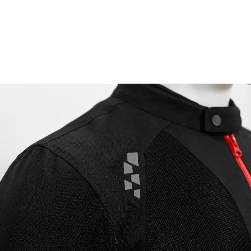 Raida Bolt Motorcycle Jacket in Back Red Color – Ce Level 2 Armored, Lightweight All-Terrain Riding Jacket, Best Riding Jacket for Bike Riders in India, Best Bike Jacket for Long Touring, Road Trips, Long Bike Rides with full safety protection