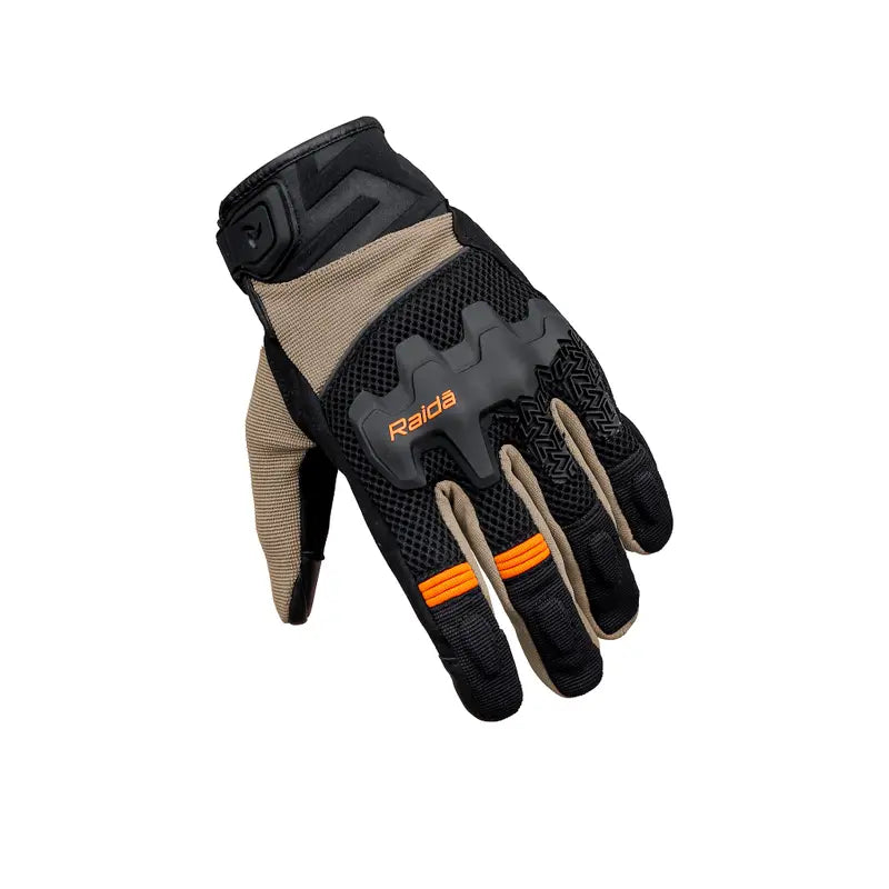 Raida Drift Motorcycle Riding Gloves in Khaki Orange Color, Waterproof gloves with All-Terrain Protection & Comfort, Best Riding Gloves in India for Bike Riders, Best Bike Gloves for safe riding, long touring, road trips