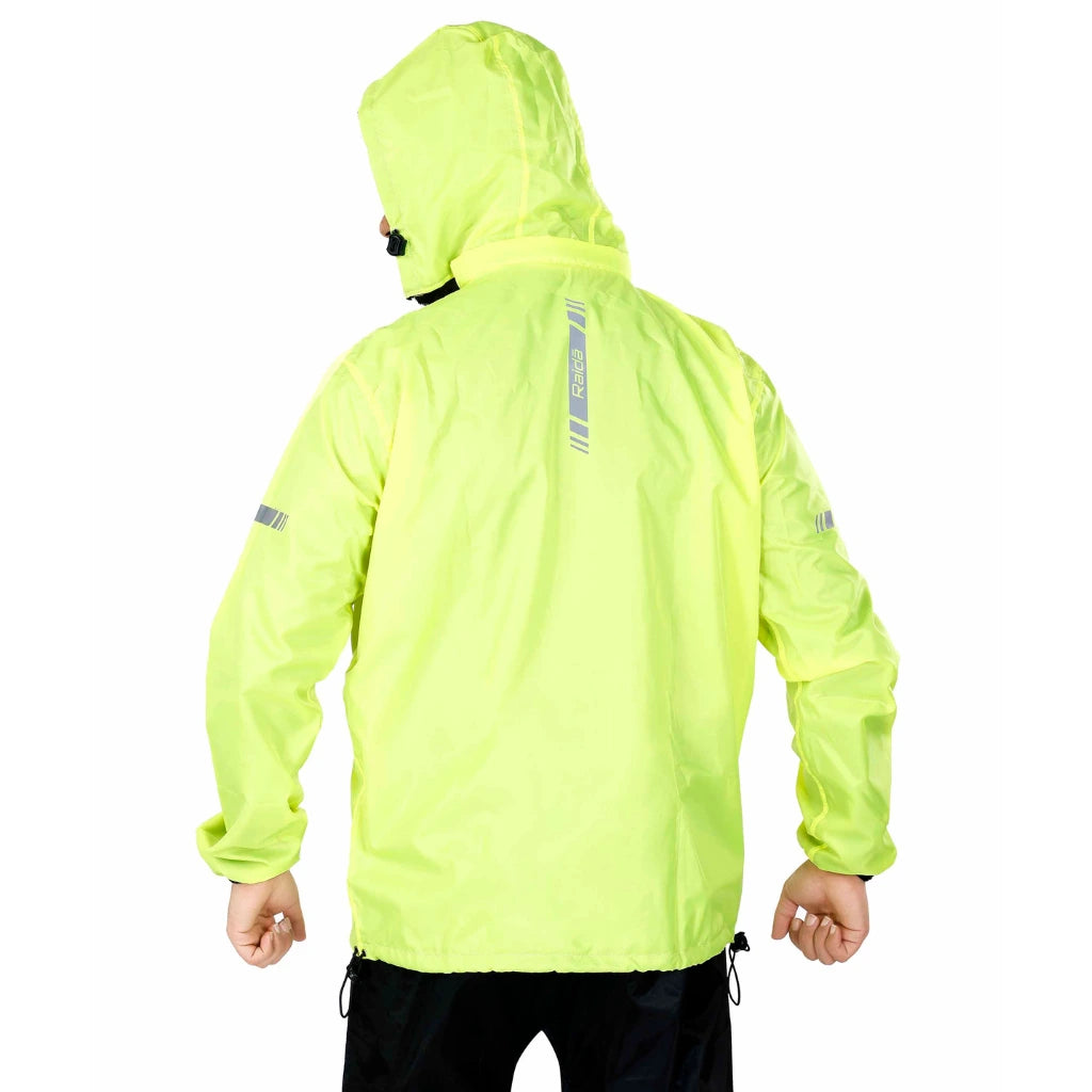 Raida Drymax 15K Rain Jacket in Hi Viz Yellow Color – Waterproof Motorcycle Rain Jacket With 15,000Mm Rating, Best Rain Jacket for Bike Riders, Waterproof Jackets for Long Touring, Road Trips, Best Raingear for Bikers, Best Raincoat for Riders in India