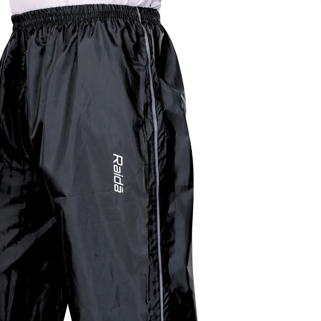 Raida Drymax Rainpants in Black Color – Waterproof Overpants With Reflective Safety & Boot-Friendly Fit, Best Raincoat pants for Bike Riders, Best Waterproof Rain Pants in India for Long Touring, Road Trips, Bike Rides