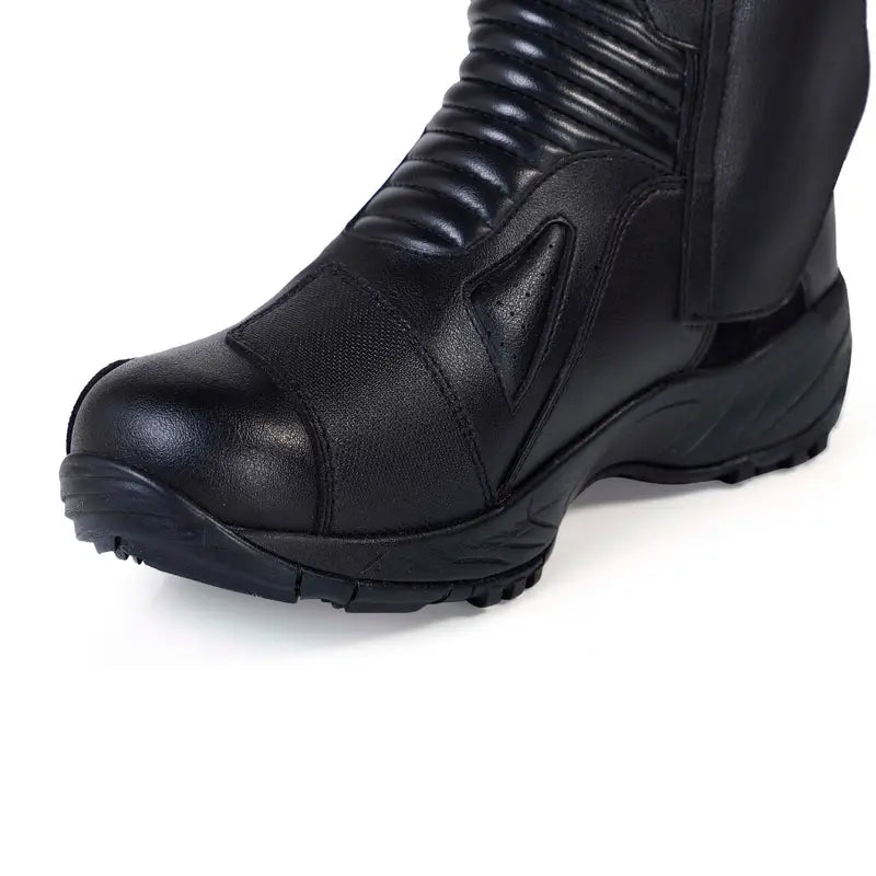 Raida Explorer Riding Boots in Black Color – Waterproof, ISI-Certified Adventure Touring Boots, Best Waterproof Boots for Bike Riders, Best Riding Boots  in India for Road Trips on Indian Roads, Best Boots for Long Touring and Monsoon and Rainy season
