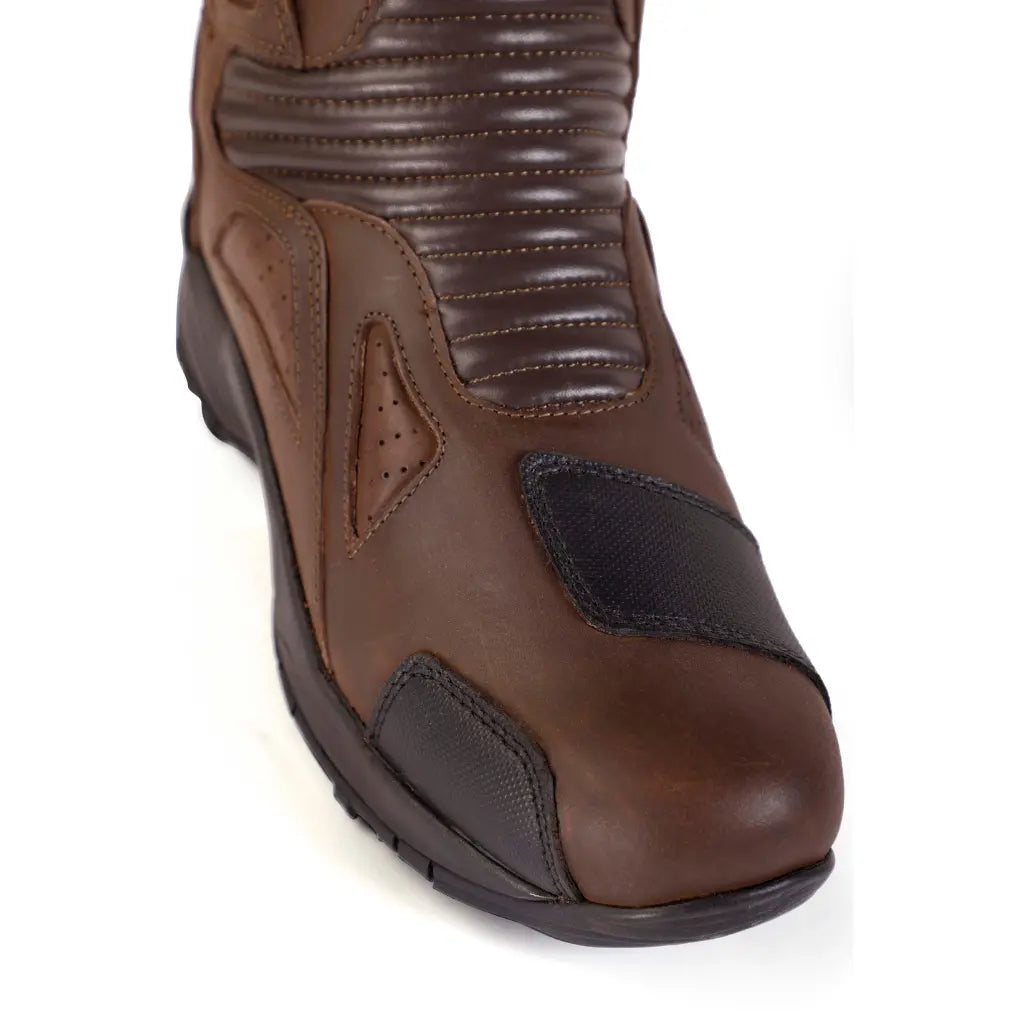 Raida Explorer Riding Boots in Brown Color – Waterproof, ISI-Certified Adventure Touring Boots, Best Waterproof Boots for Bike Riders, Best Riding Boots  in India for Road Trips on Indian Roads, Best Boots for Long Touring and Monsoon and Rainy season