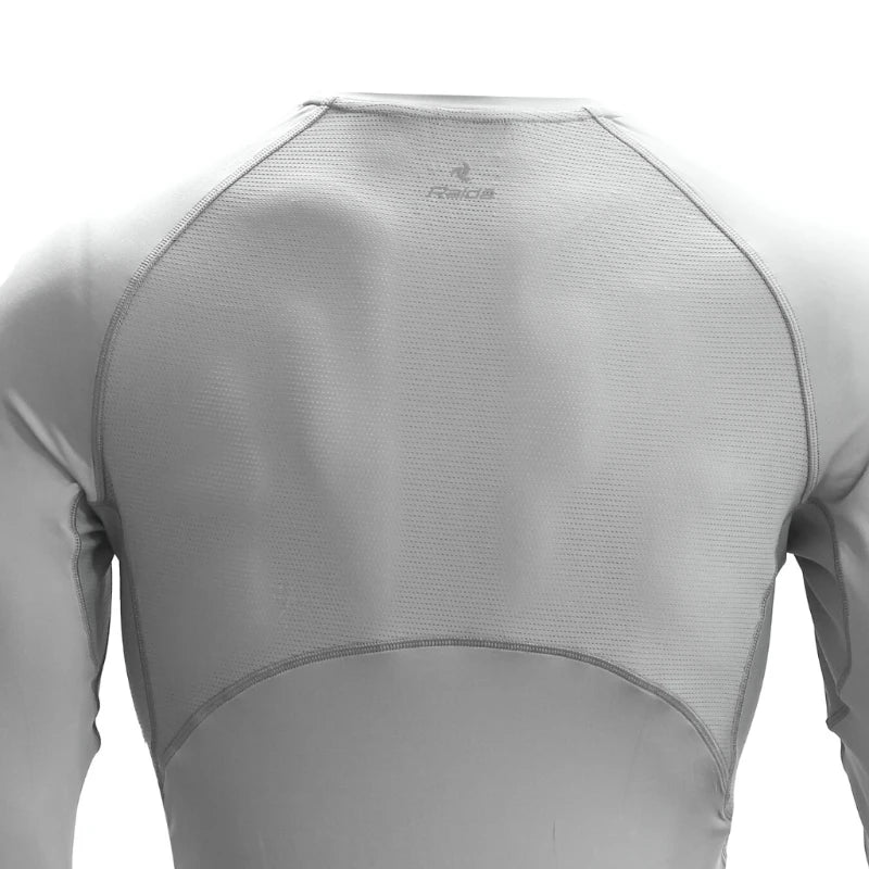 Raida High Performance Base Layer (Upper) in Grey Color – Breathable, Anti-Odor Compression Shirt For Riders & Athletes, Inner wear for bike riders, Best Base layer for riders in India, top layer inners for long touring, road trips.