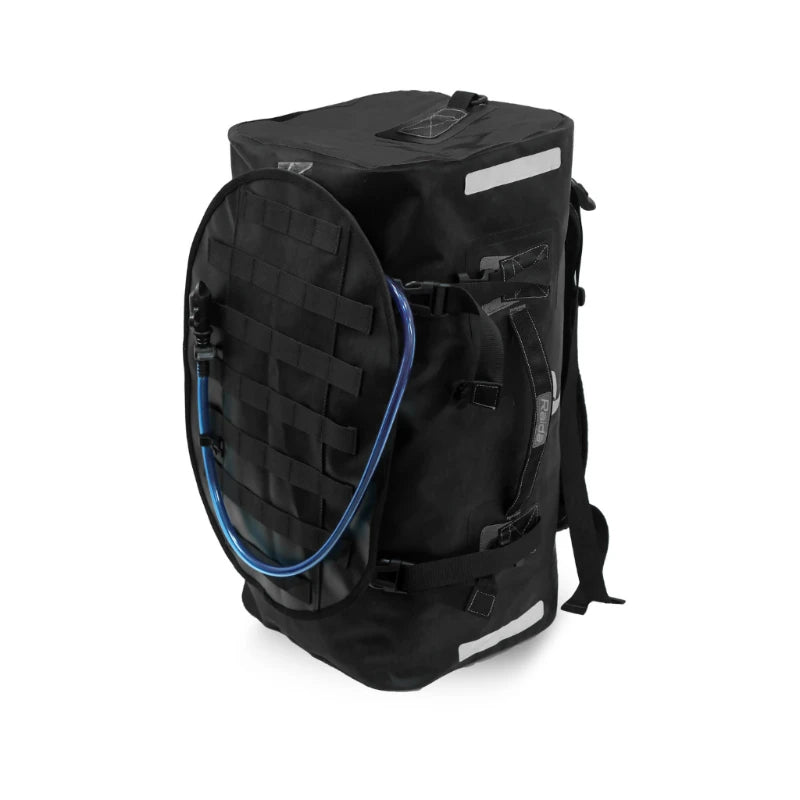 Raida Luggage Dryporter Waterproof Tail Bag in Black Color – 40L Ipx5 Dry Duffle Bag With Backpack Straps, Best Luggage Bag for Adventure trips, long touring, road trips, bike riding, Best tail bag for bike riders, waterproof duffle bag for adventure riding, indian bikes