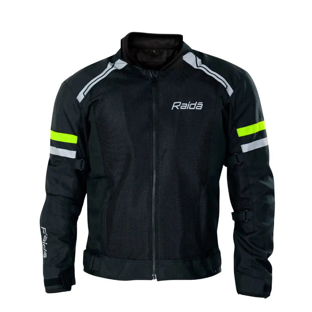 Raida Tourer Motorcycle Jacket in Black Hi Viz Yellow Color – Budget-Friendly Best Riding Jacket under 5000 in India, Best Bike jacket for riders under 5k, Ce Level 2 Armored Riding Jacket ith full safety and protection, Best Bike Jacket for Long touring, road trips, safe long tours for motorcycle riders riding Indian Bikes