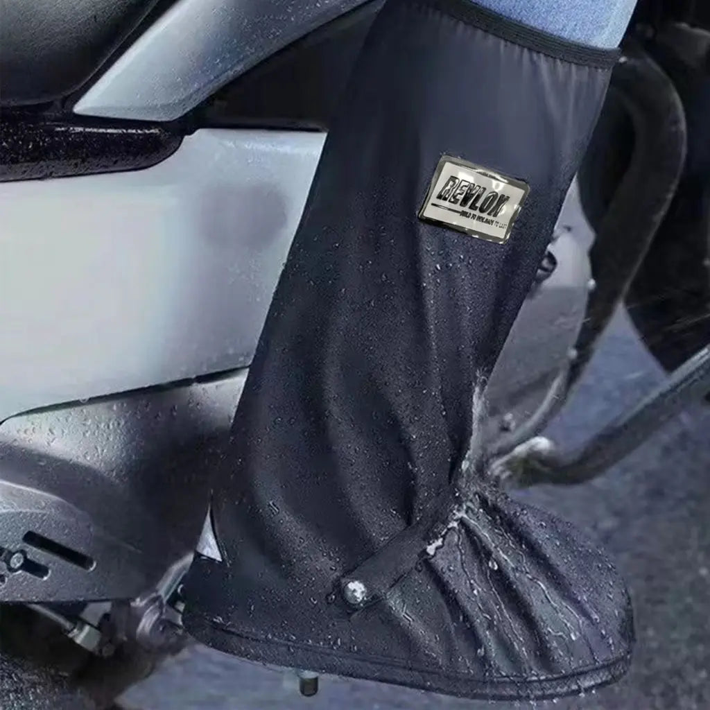 Revlox Waterproof Shoe Covers in Black Color  – Anti-Skid, Reflective & Reusable Rain Protection, Best shoe cover for bike riders, Waterproof shoe cover for long touring, road trips, monsoon and rainy season.