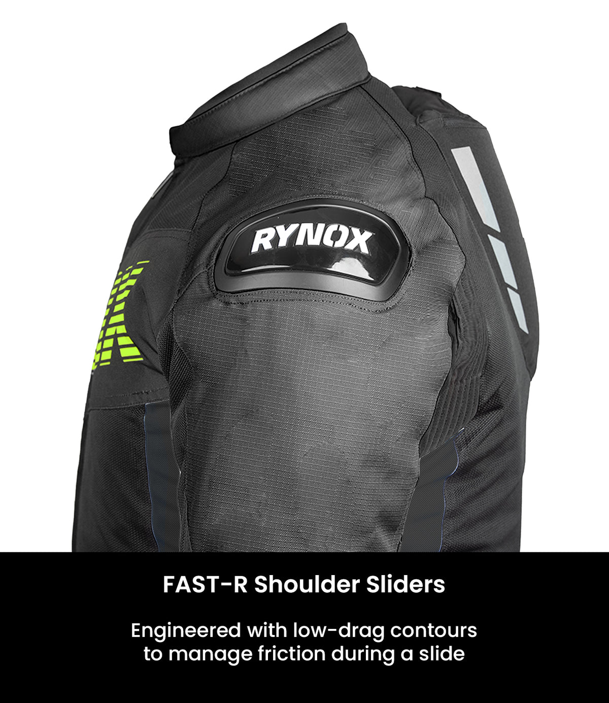 Rynox DELTA GT Sports Riding Jacket in Black Green Color | CE Level 2 Protection, Moto Sport Touring & Summer Mesh Ventilation, Best Riding Gear in India, Best Riding Jackets for Bike riders made for Indian Roads. Motorcycle Jackets for Long touring and road trips