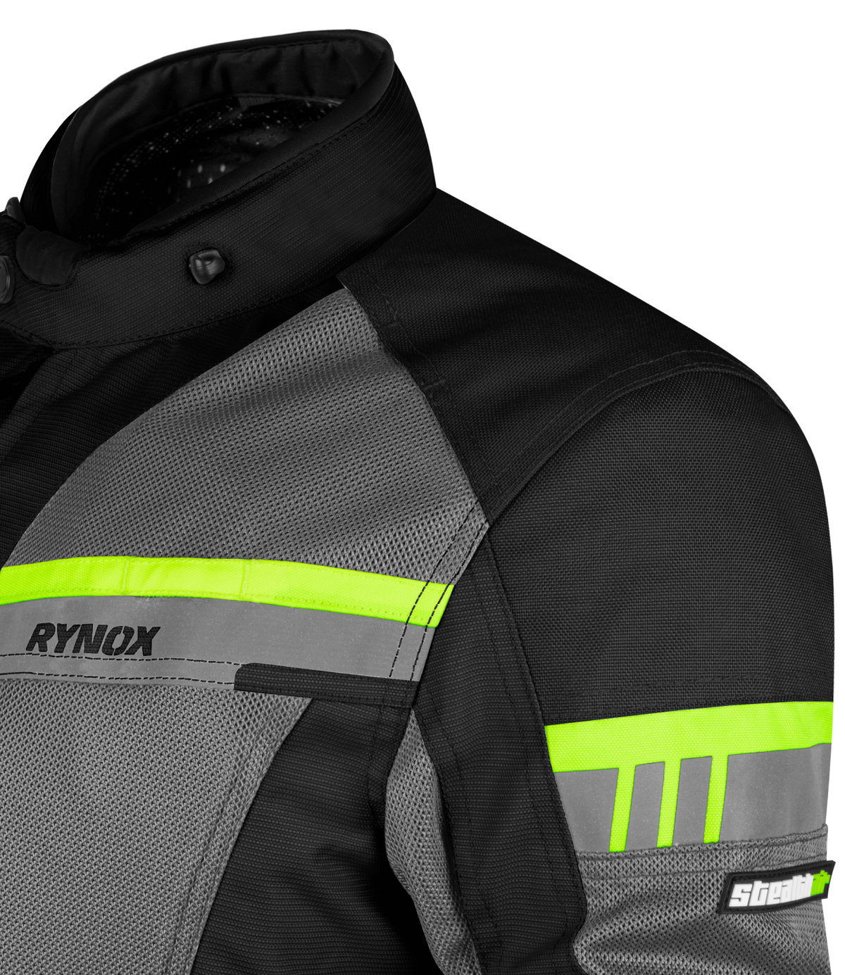 Rynox Stealth Air Pro Riding Jacket with Black Hi Viz Green Stylish Color - CE Level 2 Certified ADV Touring Jacket, Best Riding Jacket in India under 10,000, Safe Riding Gears for Indian Bikes, Best Rynox Riding jacket for motorcyle bikes in india