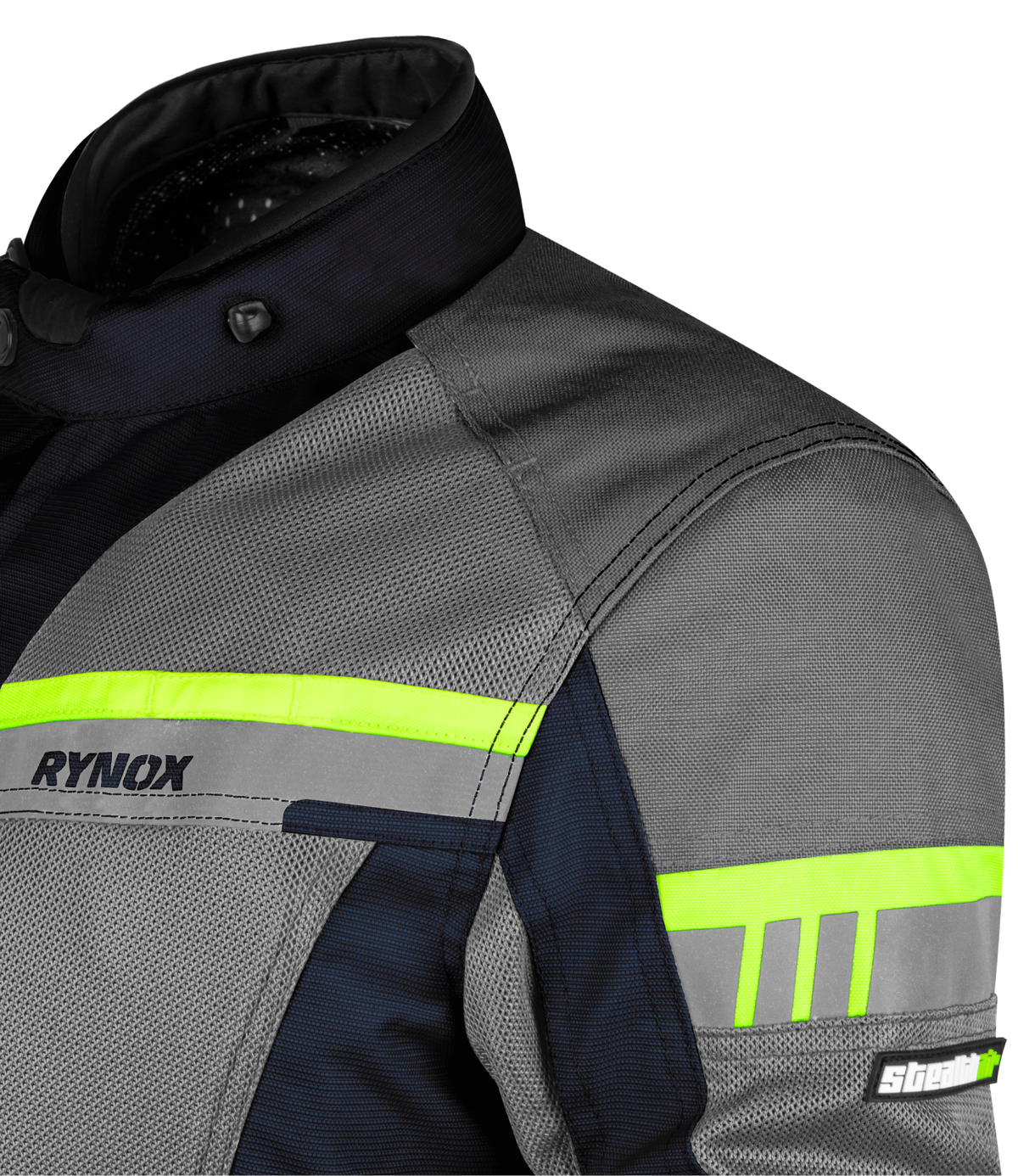 Rynox Stealth Air Pro Riding Jacket with Blue Hi Viz Green Stylish Color - CE Level 2 Certified ADV Touring Jacket, Best Riding Jacket in India under 10,000, Safe Riding Gears for Indian Bikes, Best Rynox Riding jacket for motorcyle bikes in india