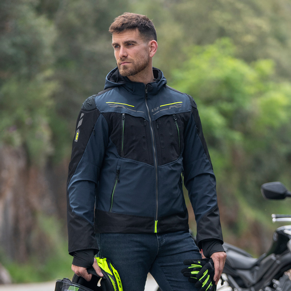 LS2 Zirconium Evo Waterproof Motorcycle Riding Jacket in Blue Color | HOODIE Bike Jacket, Best Riding Jacket with hoodie for city rider, Best Riding Jacket in India for Bike Riders, Urban Riding, Bike Jacket for Indian Roads and Indian Motorcycle Bikes