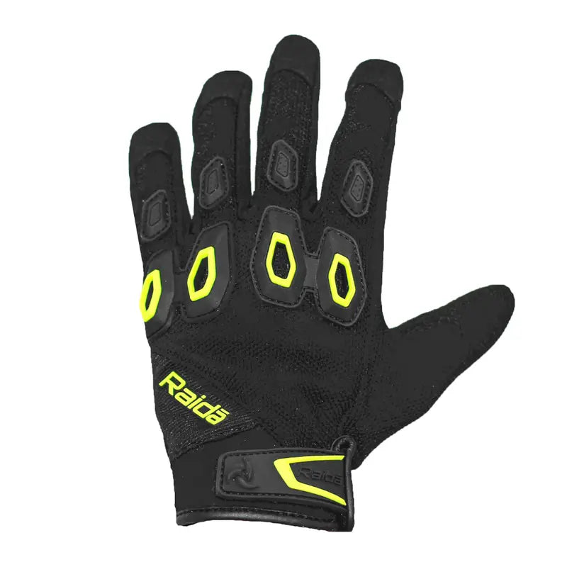 Raida Avantur Mx Riding Gloves in Black Hi Viz Yellow Color– Lightweight, Breathable Off-Road & Street Gloves for Bike Riders, Best Riding Gloves in India for Indian Roads, Road Trips and Long touring, Best Gloves for Off Road Bikes