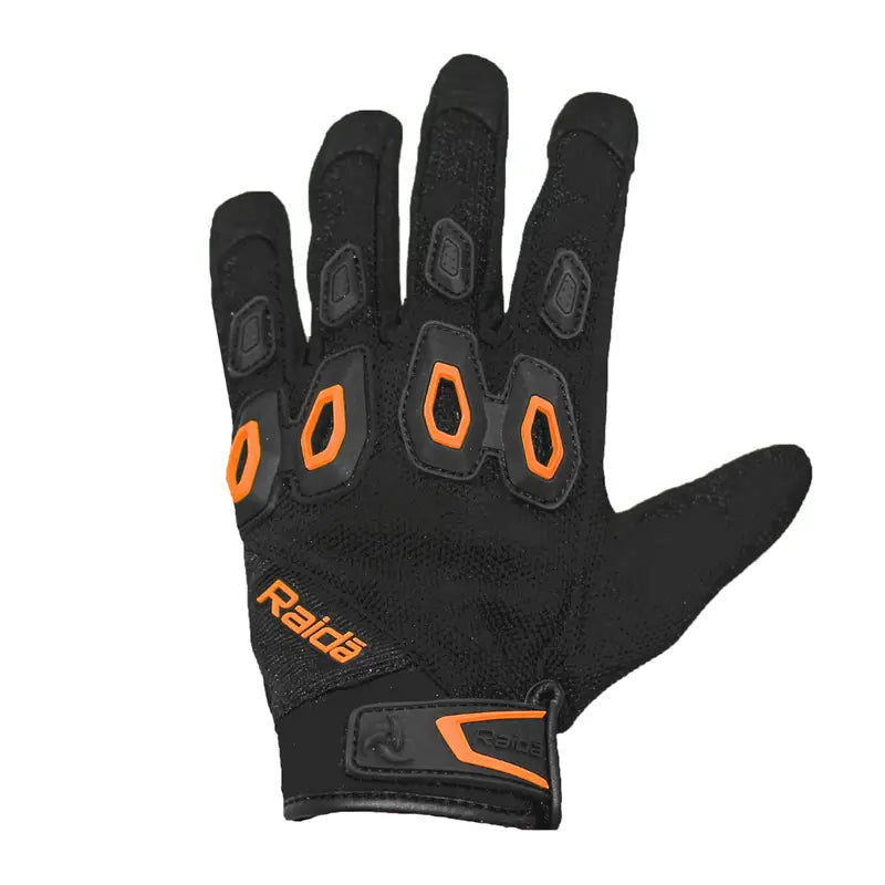 Raida Avantur Mx Riding Gloves in Black Orange Color– Lightweight, Breathable Off-Road & Street Gloves for Bike Riders, Best Riding Gloves in India for Indian Roads, Road Trips and Long touring, Best Gloves for Off Road Bikes