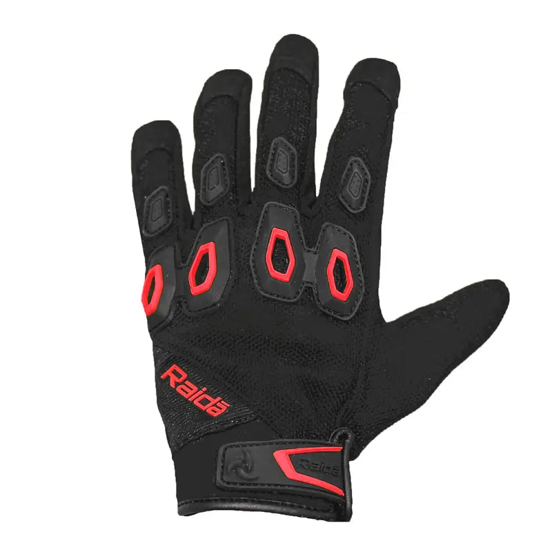 Raida Avantur Mx Riding Gloves in Black Red Color– Lightweight, Breathable Off-Road & Street Gloves for Bike Riders, Best Riding Gloves in India for Indian Roads, Road Trips and Long touring, Best Gloves for Off Road Bikes