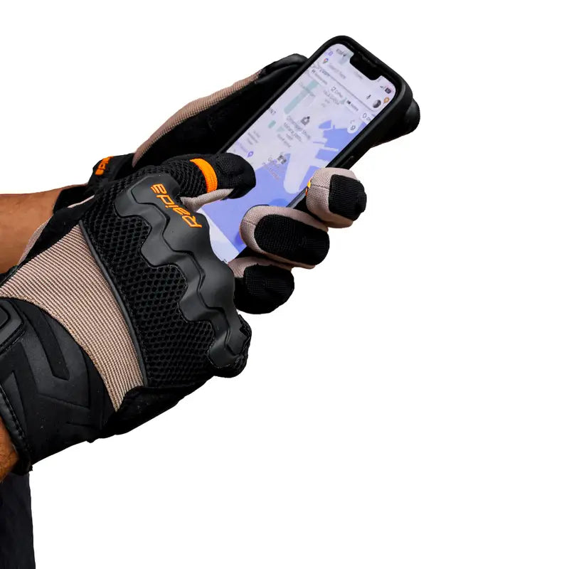 Raida Drift Motorcycle Riding Gloves in Black Grey Red Color, Waterproof gloves with All-Terrain Protection & Comfort, Best Riding Gloves in India for Bike Riders, Best Bike Gloves for safe riding, long touring, road trips