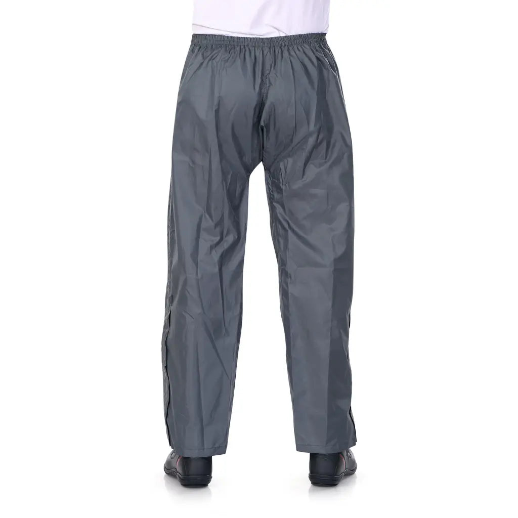 Raida Drymax Rainpants in Grey Color – Waterproof Overpants With Reflective Safety & Boot-Friendly Fit, Best Raincoat pants for Bike Riders, Best Waterproof Rain Pants in India for Long Touring, Road Trips, Bike Rides
