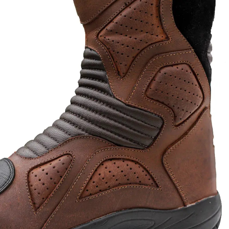 Raida Explorer Riding Boots in Brown Color – Waterproof, ISI-Certified Adventure Touring Boots, Best Waterproof Boots for Bike Riders, Best Riding Boots  in India for Road Trips on Indian Roads, Best Boots for Long Touring and Monsoon and Rainy season