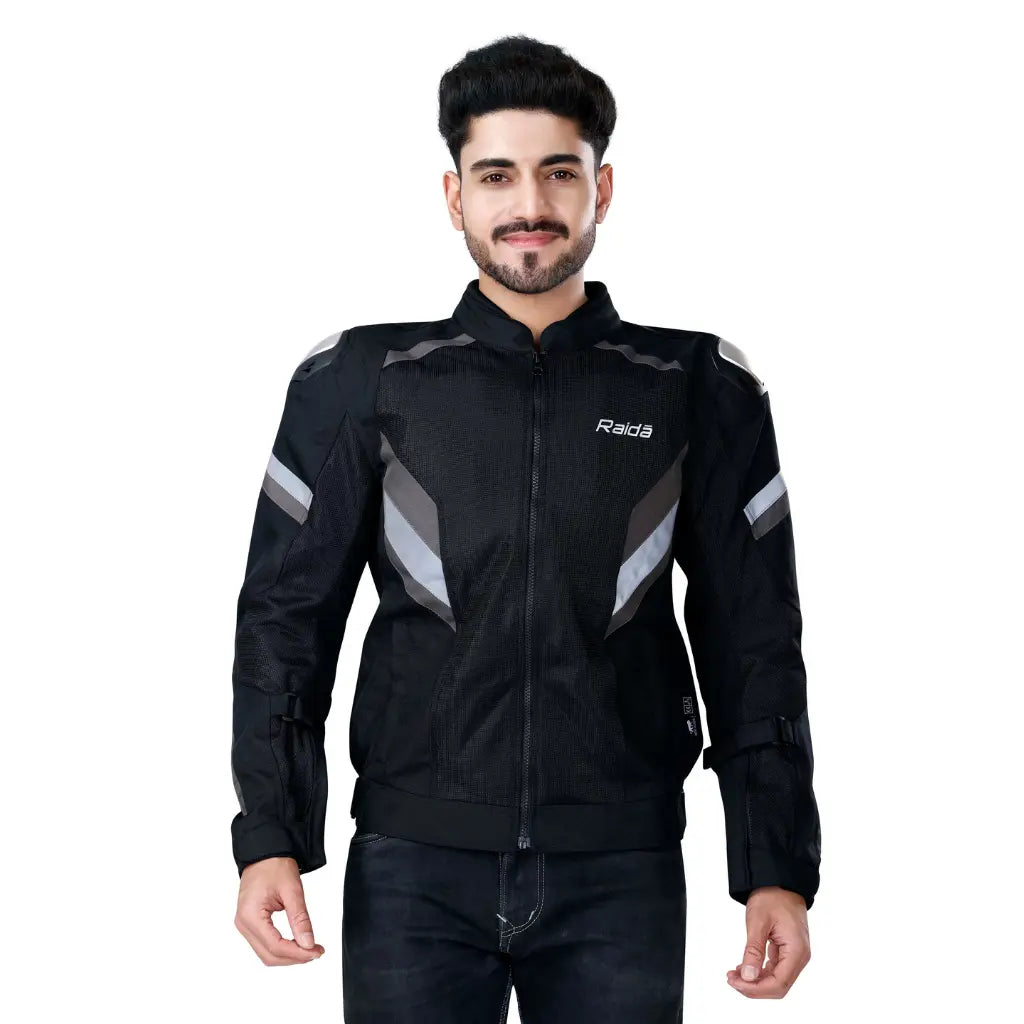 Raida Frigate Riding Jacket Black – Ce Level 2 Armored Mesh Jacket With Metal Sliders, Best Riding Jacket in India, Best Mesh Jacket in India for bike rikders