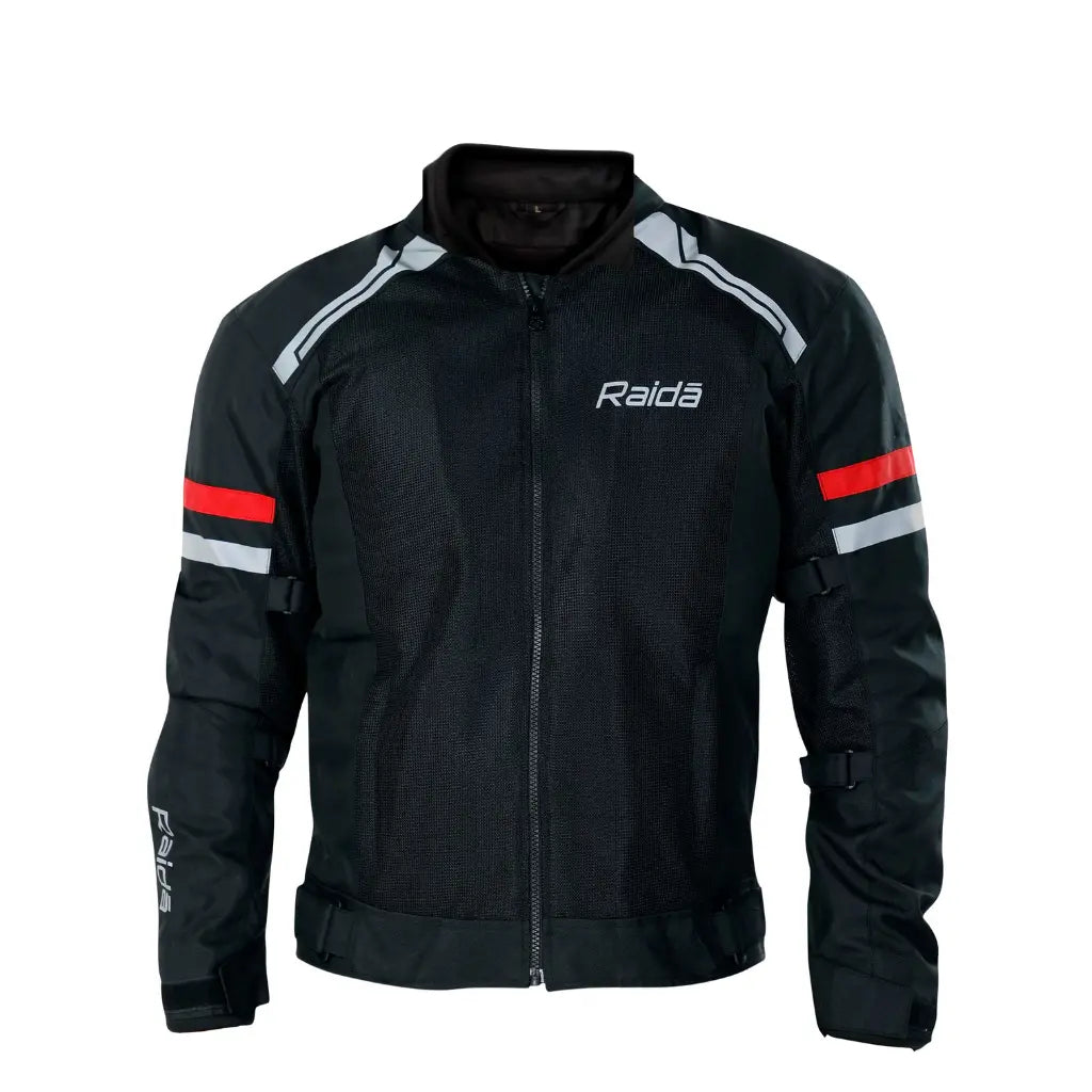Raida Tourer Motorcycle Jacket in Black Red Color – Budget-Friendly Best Riding Jacket under 5000 in India, Best Bike jacket for riders under 5k, Ce Level 2 Armored Riding Jacket ith full safety and protection, Best Bike Jacket for Long touring, road trips, safe long tours for motorcycle riders riding Indian Bikes