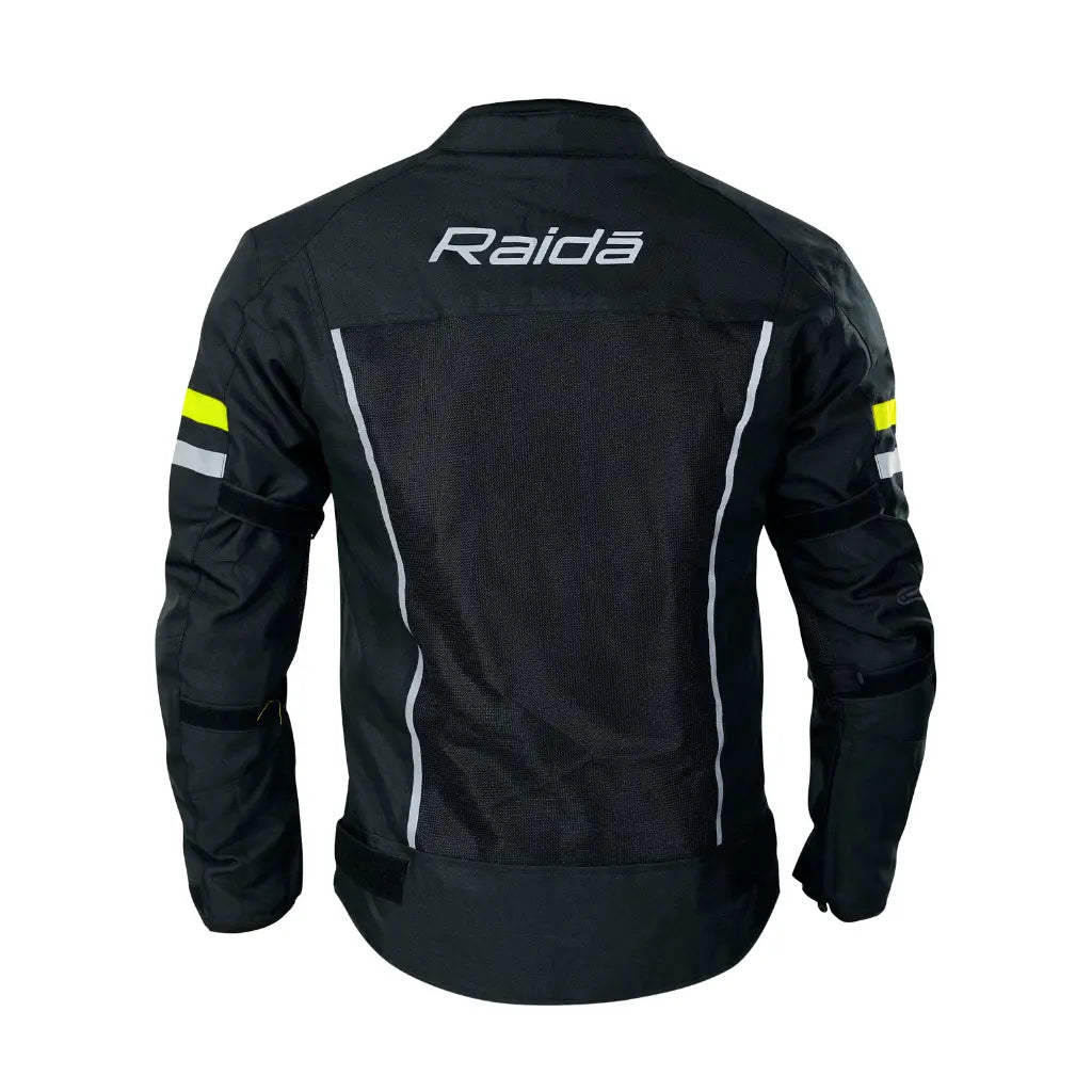 Raida Tourer Motorcycle Jacket in Black Hi Viz Yellow Color – Budget-Friendly Best Riding Jacket under 5000 in India, Best Bike jacket for riders under 5k, Ce Level 2 Armored Riding Jacket ith full safety and protection, Best Bike Jacket for Long touring, road trips, safe long tours for motorcycle riders riding Indian Bikes