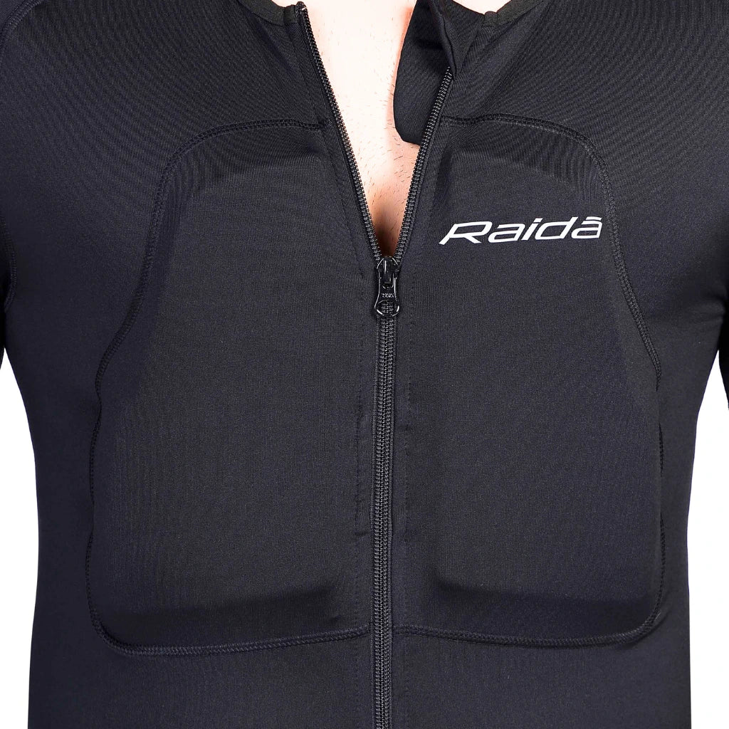 Raida Trailcraft Armored Base Layer in Black Color – Ce Level 2 Motorcycle Inner Armor Shirt Performance Layer With Easyflex Protection, Best base layer for bike riders, armoured base layer for riders in india,