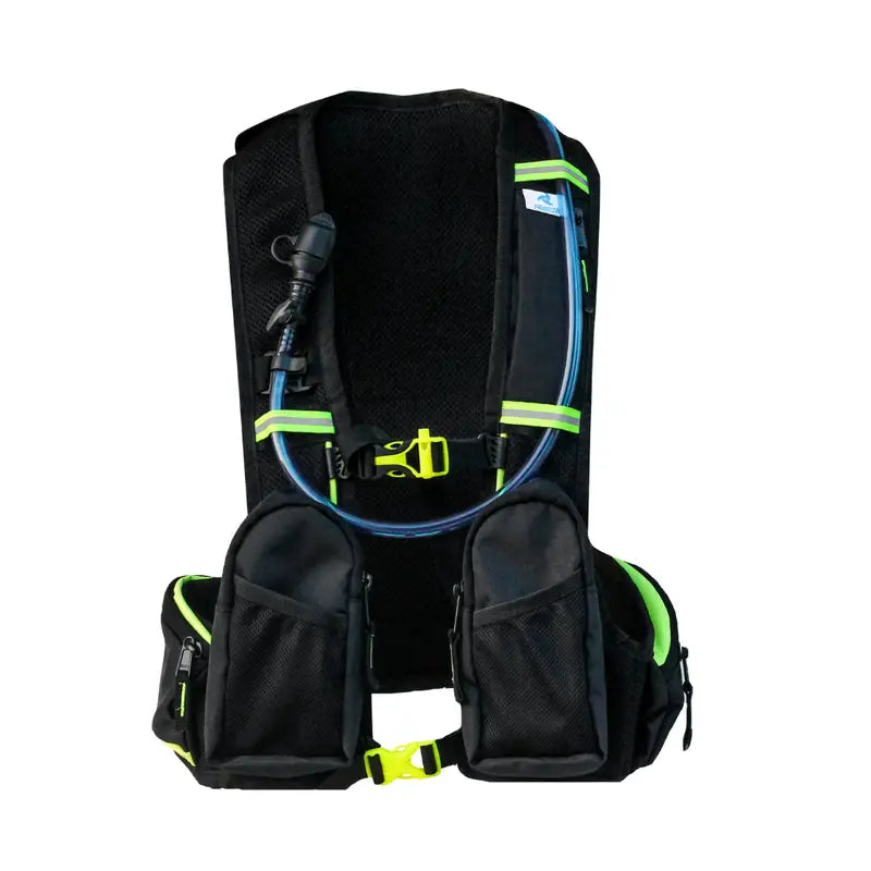 Raida Ultra Hydration Backpack in Black Hi Viz Yellow Color – 5L Cargo Luggage With 2L Bladder & Insulated Tube, Best Hydration Backpack in India, Best water bag for Bike Riders, Hydration Bag for Riders for Long Touring, Road Trips, Bike Riding