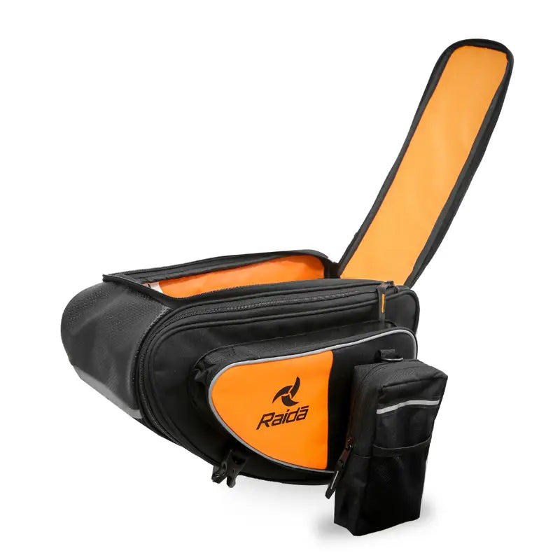 Raida Luggage V50 Saddle Bag in Orange – 50L Expandable Strap Based Motorcycle Saddle Bags With Dust Cover & Tool Pouch, Best Bike Lugagge Bag, Best saddle bag for riders, best saddle bag in india for long touring, road trips, adventure bike riding