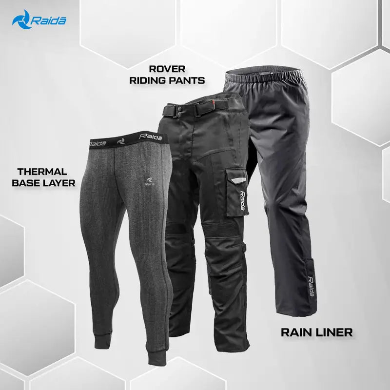Raida Rover Riding Pants in Black Color – Ce Level 2 Armored, All-Weather Touring Pants, Best Riding Pants for Long touring, bike rides, Winter, Monsoon, Waterproof Bikes Pants, All Safety Protection