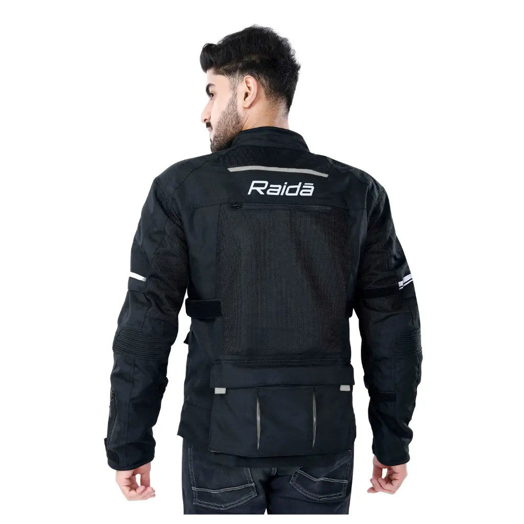 Raida Rover Touring Jacket Black Grey Color – Ce Level 2 Armored, All-Season Motorcycle Riding Jacket, Best Riding Jacket for Bike Riders, Best Riding Jacket for long Touring, Road Trips, Raida Riding Jacket for Indian Roads