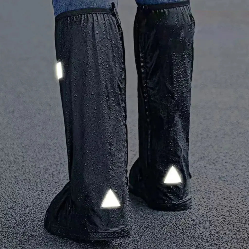 Revlox Waterproof Shoe Covers in Black Color  – Anti-Skid, Reflective & Reusable Rain Protection, Best shoe cover for bike riders, Waterproof shoe cover for long touring, road trips, monsoon and rainy season.