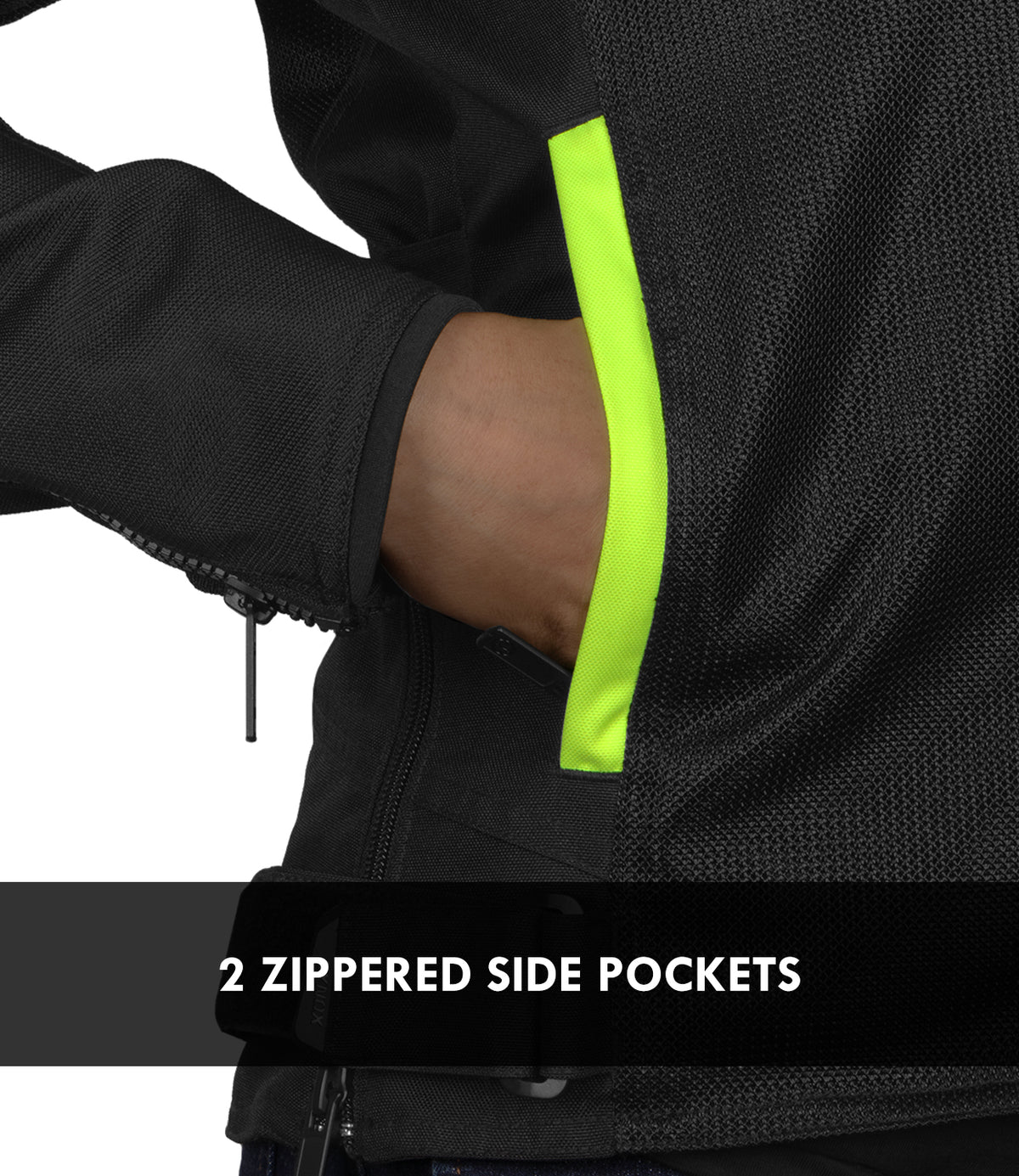 Rynox Air GT 4 Womens Riding Jacket in stylish black hi viz green color - CE Level 2 Certified Touring Jacket for Women, Best riding jacket for women riders in india, best womens riding jacket under 10,000, womens riding jacket for road trips and long tours made especialy for women who ride on indian roads and indian motorcycle bikes