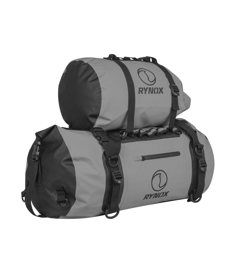 Rynox Expedition Dry 2 Utility Bag Light Grey - 15L Stormproof Motorcycle Luggage System, Best Dry Bag for Bike Riders in India for long touring, road trips. Affordable Trip Bag for Bike Motorcycle Adventure tours