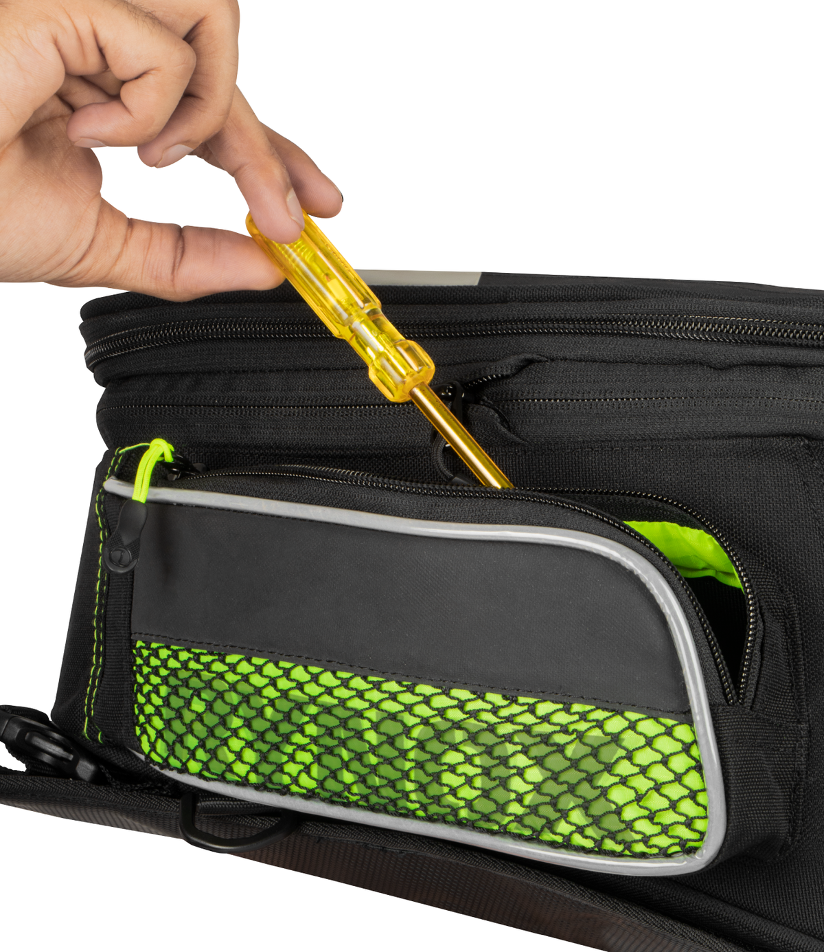 Rynox Navigator Tank Bag 15L Black Hi Viz Green - Durable, Expandable & Stormproof Adventure Motorcycle Luggage Bag, Best Bike Luggage Bag for Riders, Best ank bag for bikes in India for Long touring, Road trips, adventure rides