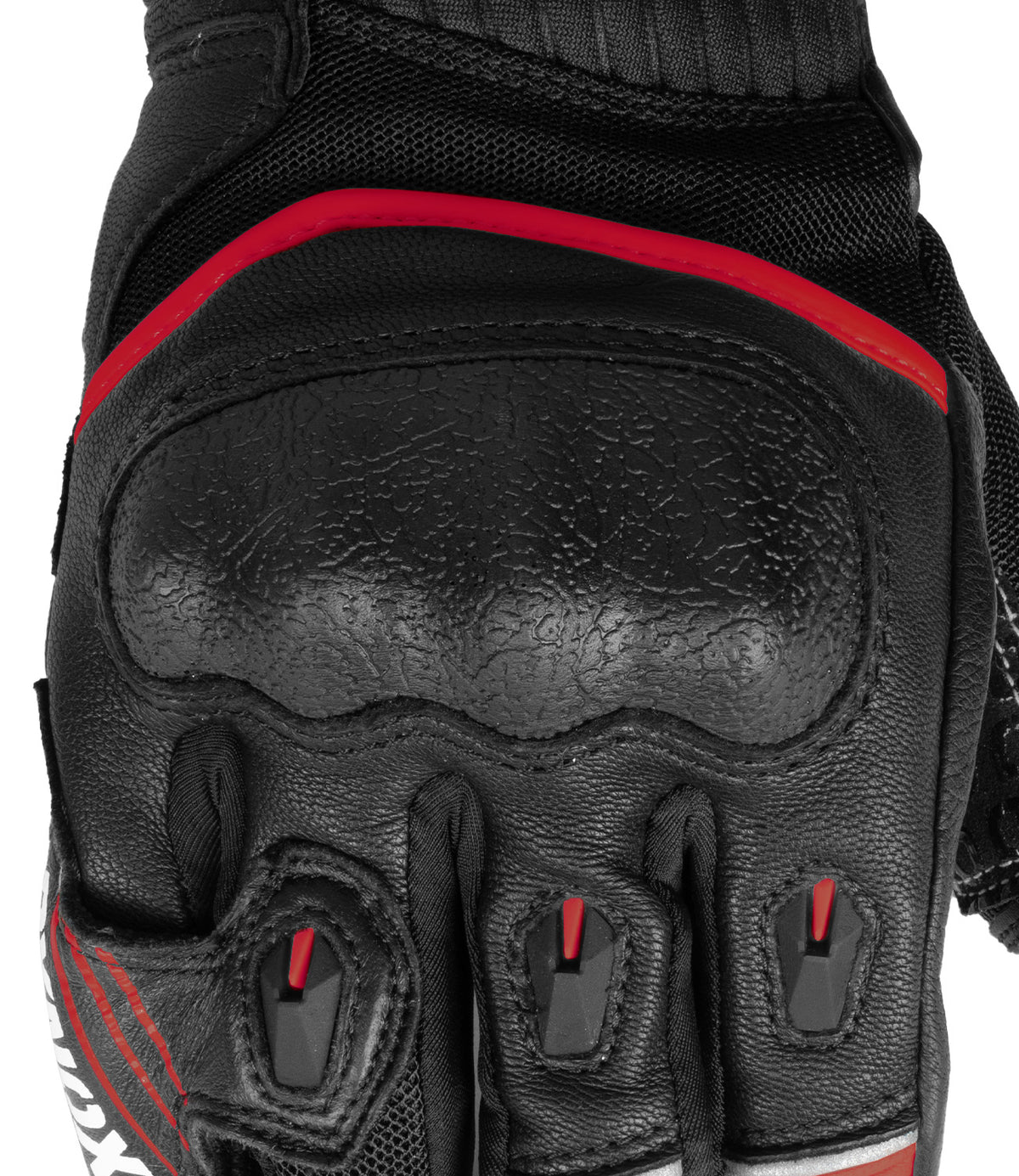 Rynox Tornado Pro 4 Riding Gloves - Black Red Color, Best riding gloves in India are made of Leather, D3O Protection & Touchscreen Friendly. Best Bike Gloves for road trips, long touring and specially made for indian bikes