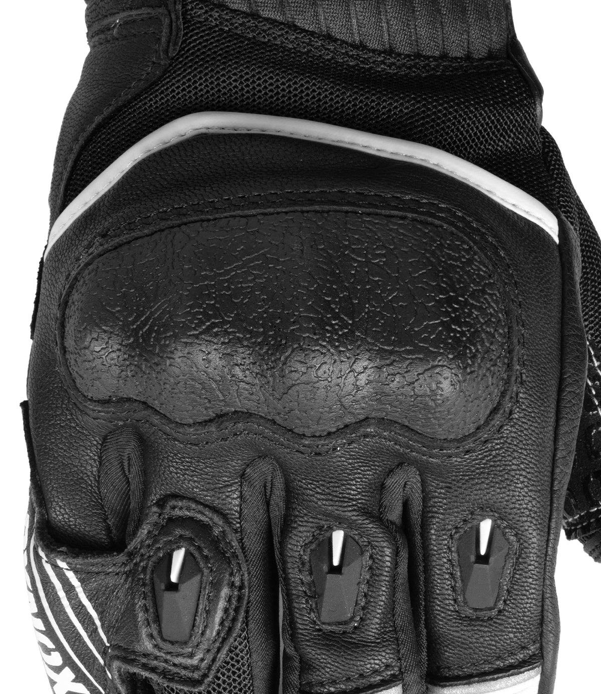 Rynox Tornado Pro 4 Riding Gloves - Black White Color, Best riding gloves in India are made of Leather, D3O Protection & Touchscreen Friendly. Best Bike Gloves for road trips, long touring and specially made for indian bikes