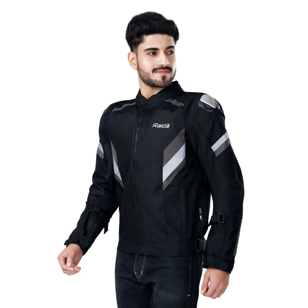 Raida Frigate Riding Jacket Black – Ce Level 2 Armored Mesh Jacket With Metal Sliders, Best Riding Jacket in India, Best Mesh Jacket in India for bike rikders