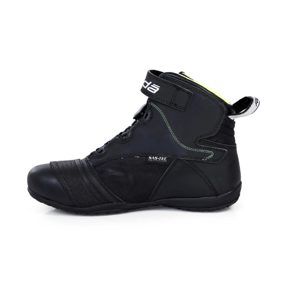 Raida Urbanr Riding Shoes in Black Green Color – Stylish, Protective & Quick-Lace Motorcycle Sneakers, Short Boots for Bike Riders, Best Riding Shoes for Indian Motorcycle Bikes Riding on Indian Roads for Urban Riding,