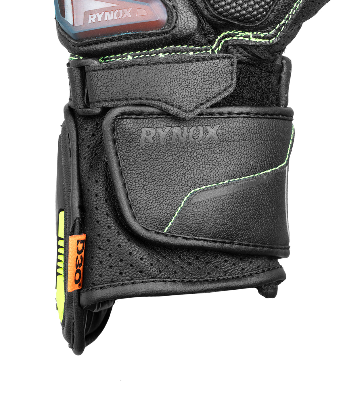 Rynox Advento Pro Riding Gloves in Black Green Color which is CE Certified Full Gauntlet Racing-Inspired Motorcycle Touring Gloves, Best Riding Gloves in India, Buy Motorcycle Bike Gloves in India for Ultimate Safety and perfect for Indian roads, Bike gloves for roadtrips and long touring.