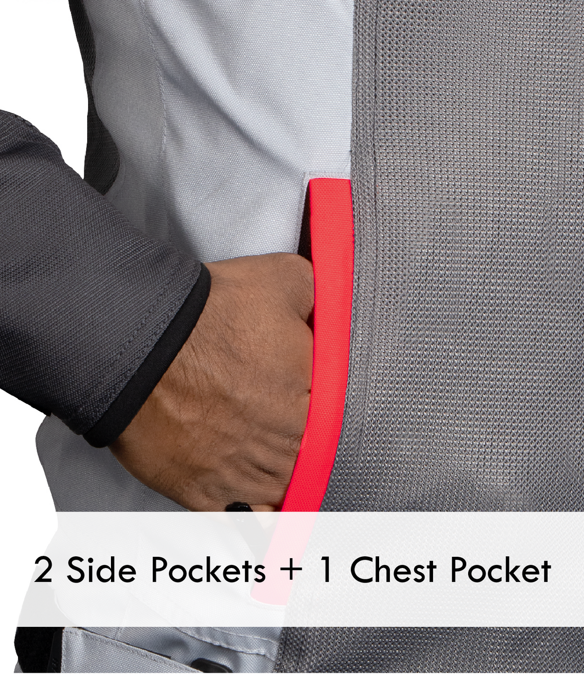 Rynox Air GT 4 Mesh Jacket in Grey Red Color - CE Level 2 Certified Class A Sporty Riding Jacket for Commutes and Adventures, Best Riding Jacket under 8k, Best Mesh Jacket in india safe for indian roads and best for road trips, Rynox Riding Jacket for men for Indian Bikes and all motorcyles in India